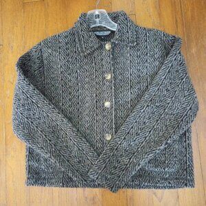 Vintage Boxy Cropped Sweater Jacket sz S Gray Black